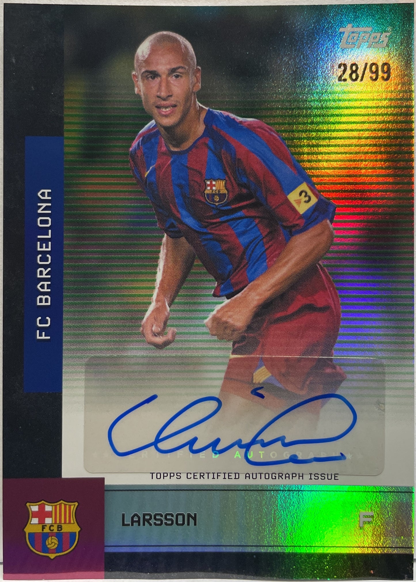 Henrik Larsson 28/99 Autograph Topps FC Barcelona Team Set 2025/26