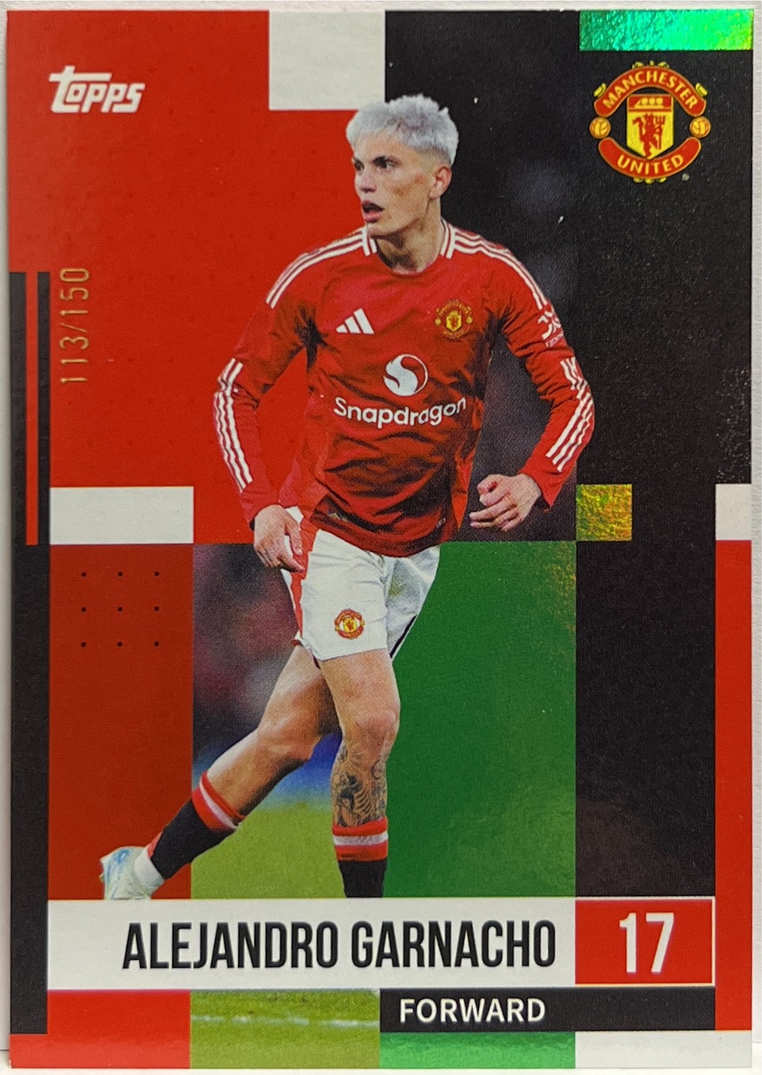 Alejandro Garnacho 113/150 Green Topps Manchester United Premium Team Set  2024/25