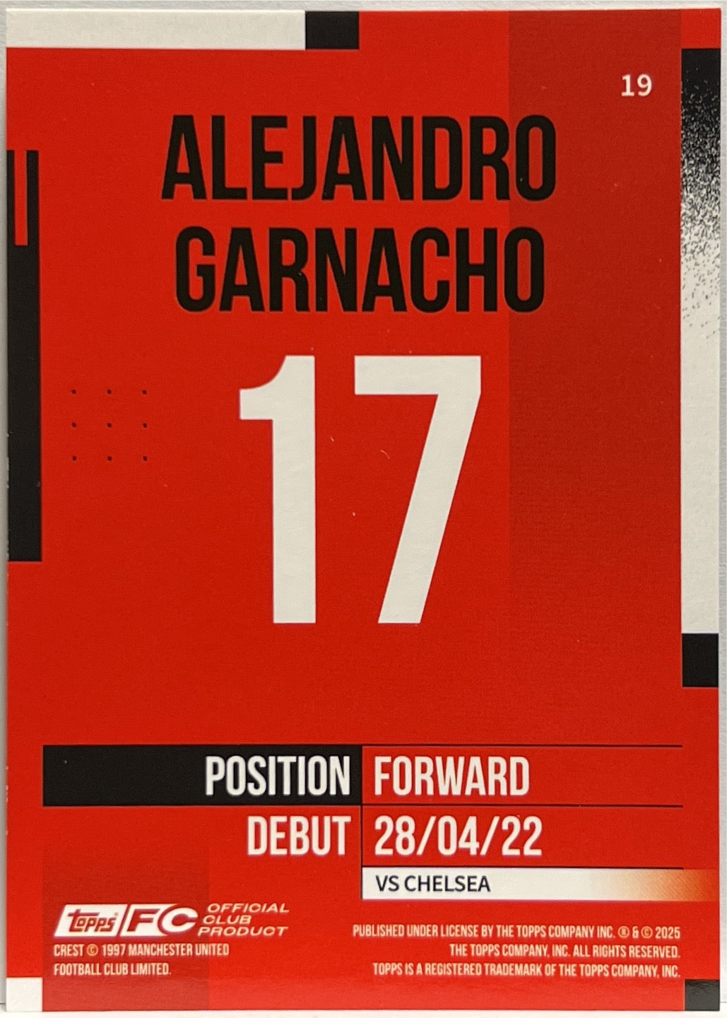 Alejandro Garnacho 113/150 Green Topps Manchester United Premium Team Set  2024/25