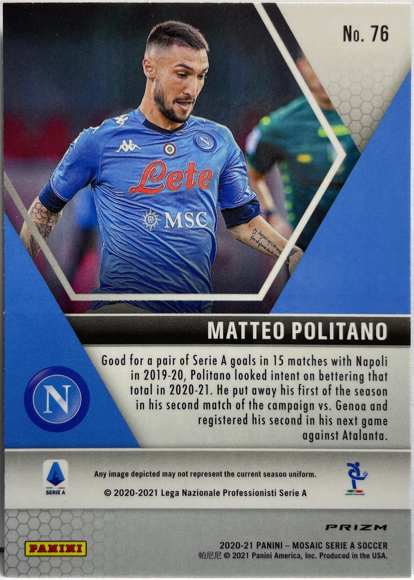 Matteo Politano Peacock T-Mall Mosaic Serie A 2020/21