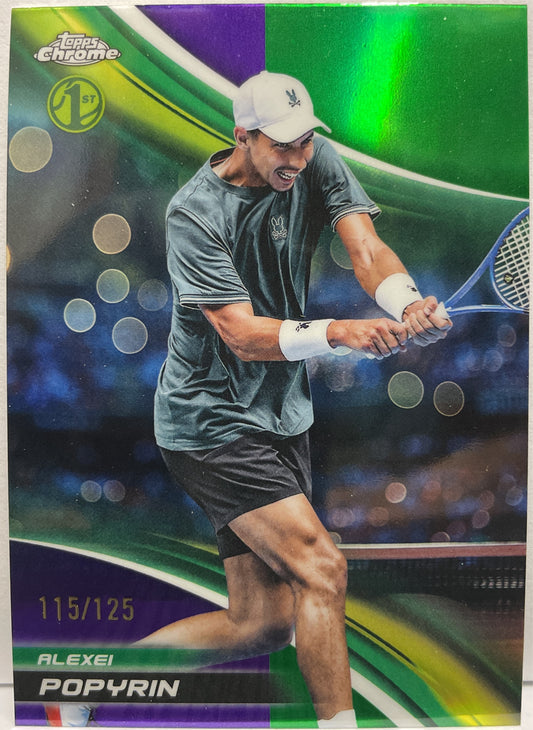Alexei Popyrin 115/125 1ST Purple Green Topps Chrome Tennis 2025
