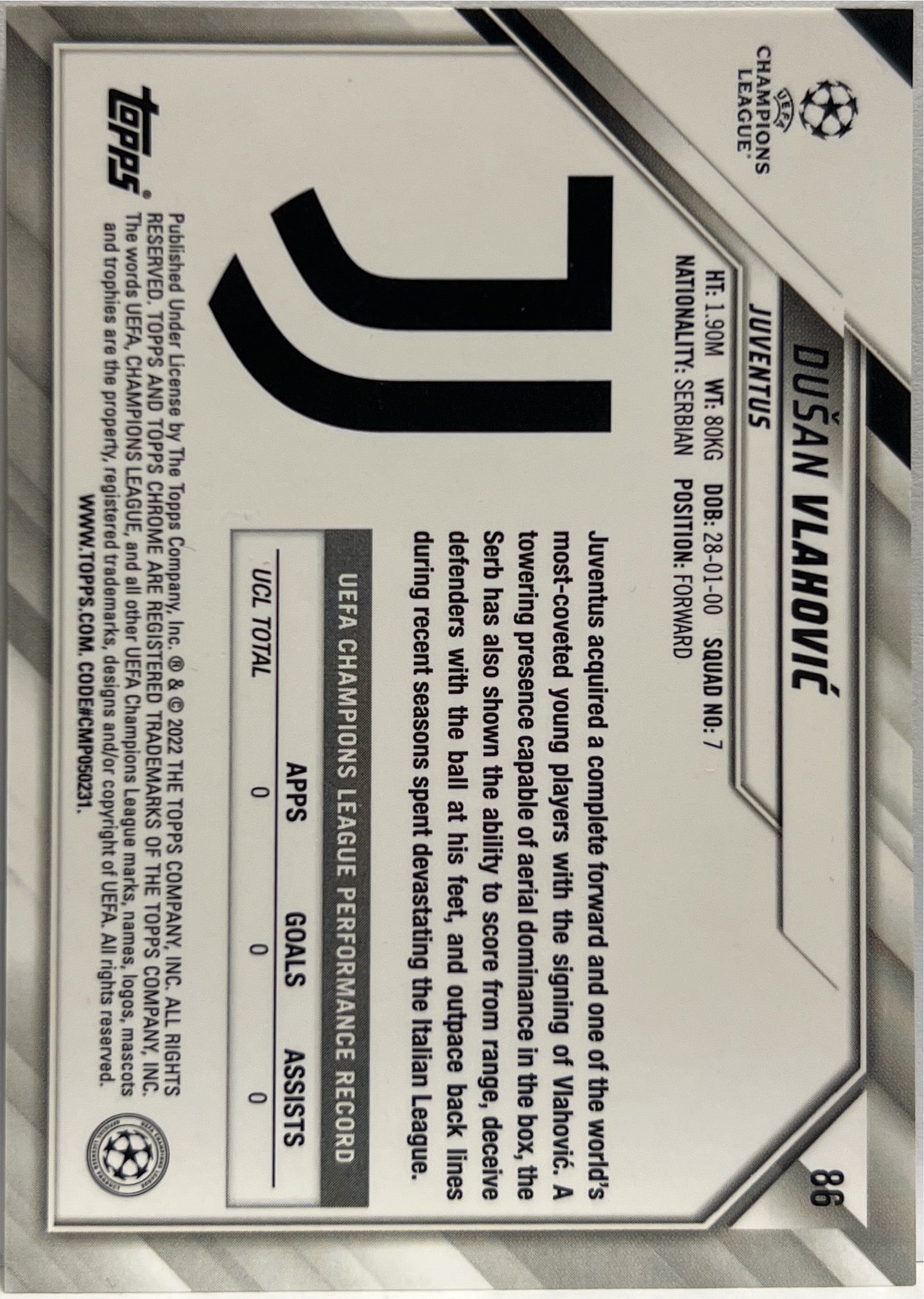 Dusan Vlahovic Raywave Black & White Chrome UCL 2021/22