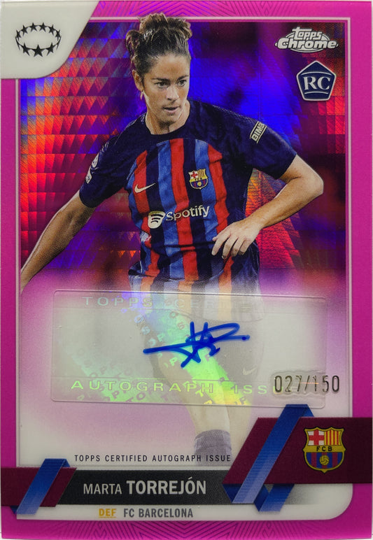 Marta Torrejon 27/150 Rookie Autograph Pink Prism Topps Chrome Uefa Women's Champions League 2022/23