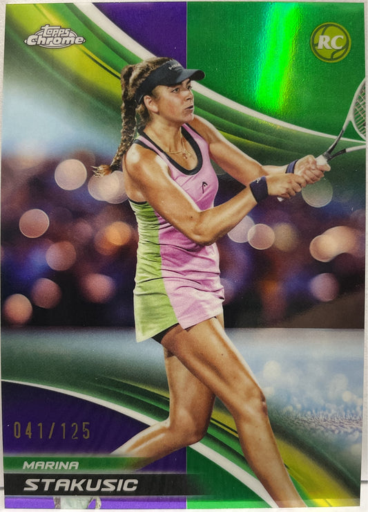 Marina Stakusic 41/125 Rookie Purple Green Topps Chrome Tennis 2025