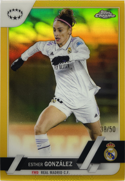 Esther Gonzalez 38/50 Gold Topps Chrome Uefa Women's Champions League 2022/23