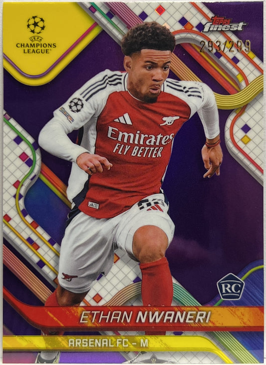 Ethan Nwaneri 293/299 Rookie Purple Topps Finest UCC 2024/25