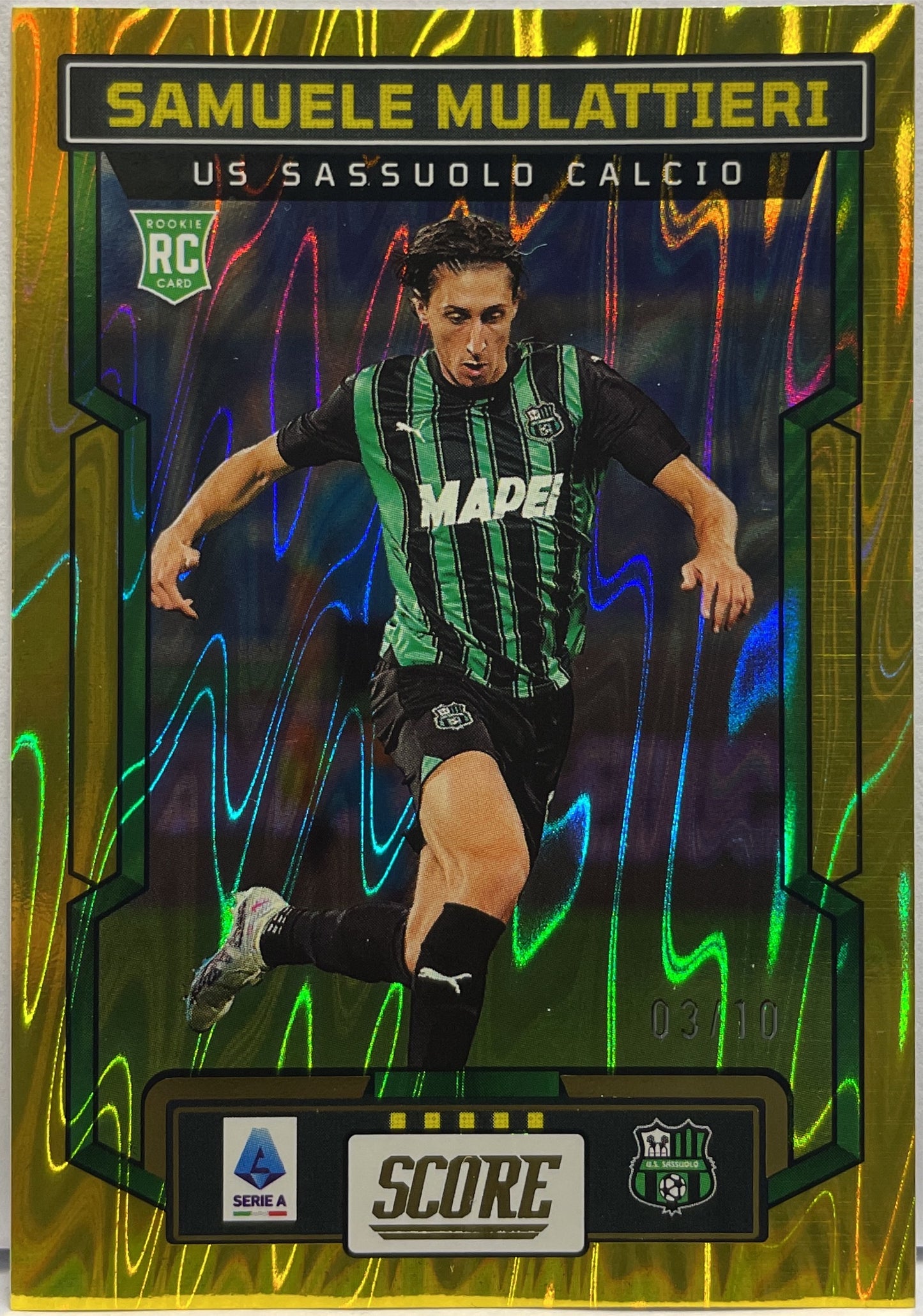 Samuele Mulattieri 3/10 Rookie Gold Swirl Score Serie A 2023/24