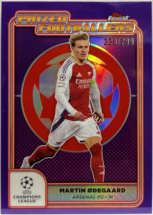 Martin Odegaard 228/299 Prized Footballers Purple Topps Finest UCC 2024/25