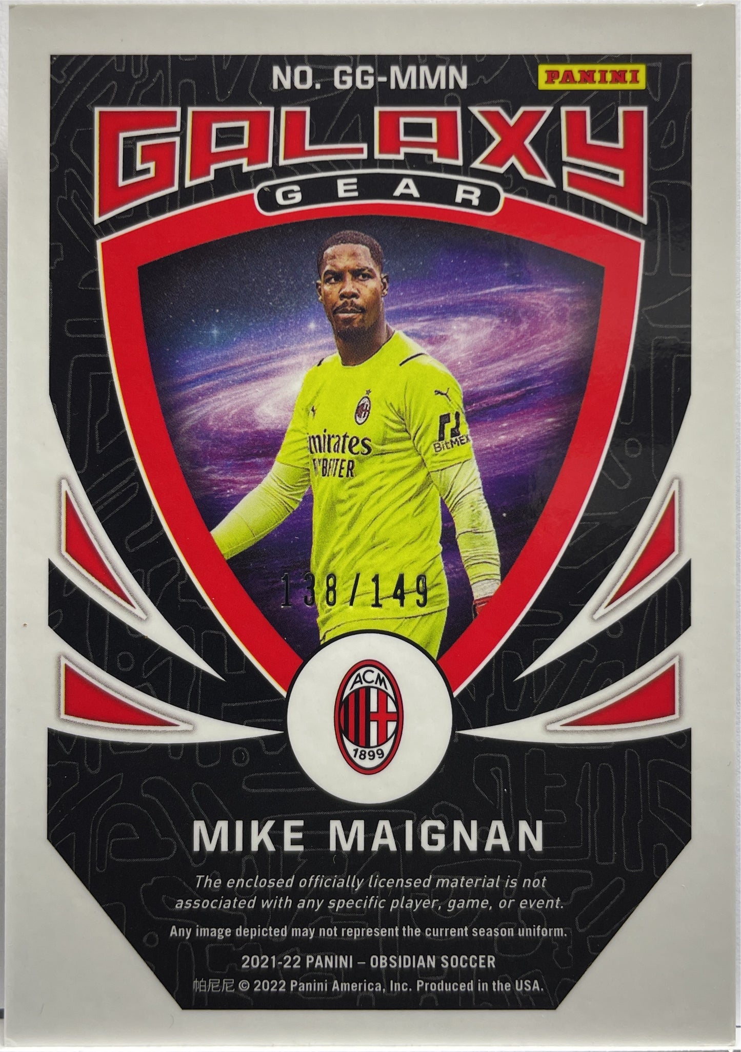 Mike Maignan 138/149 Patch Galaxy Gear Obsidian 2021/22