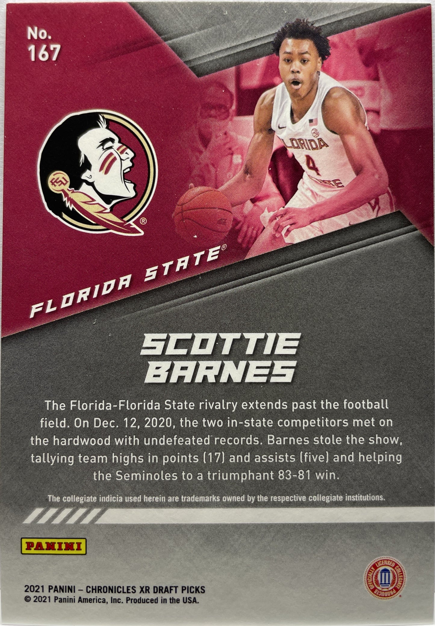 Scottie Barnes 86/99 Rookie XR Chronicles Draft Picks 2021