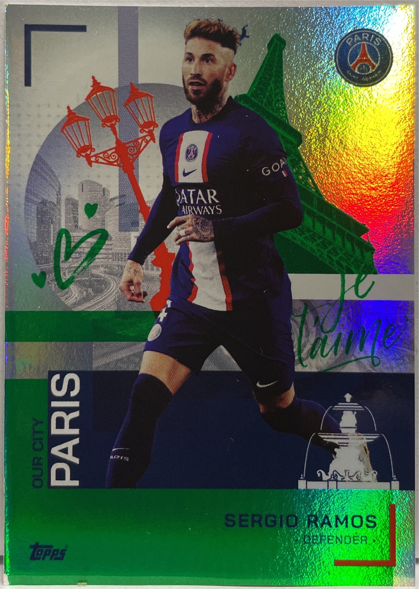 Sergio Ramos 10/250 Green Topps PSG Team Set 2022/23