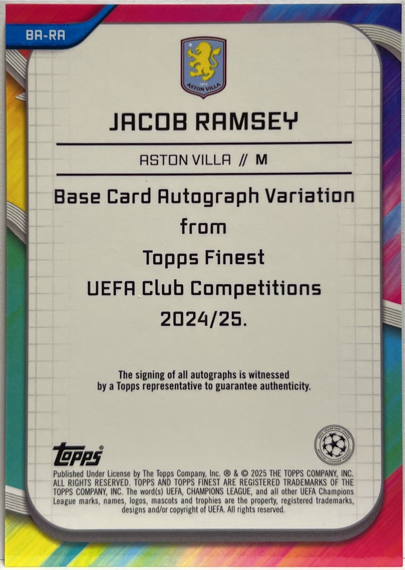 Jacob Ramsey Autograph Topps Finest UCC 2024/25
