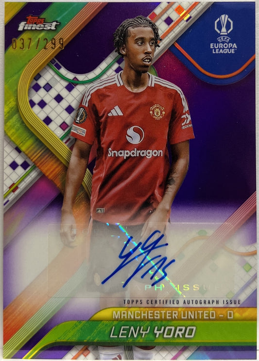 Leny Yoro 37/299 Autograph Purple Topps Finest UCC 2024/25