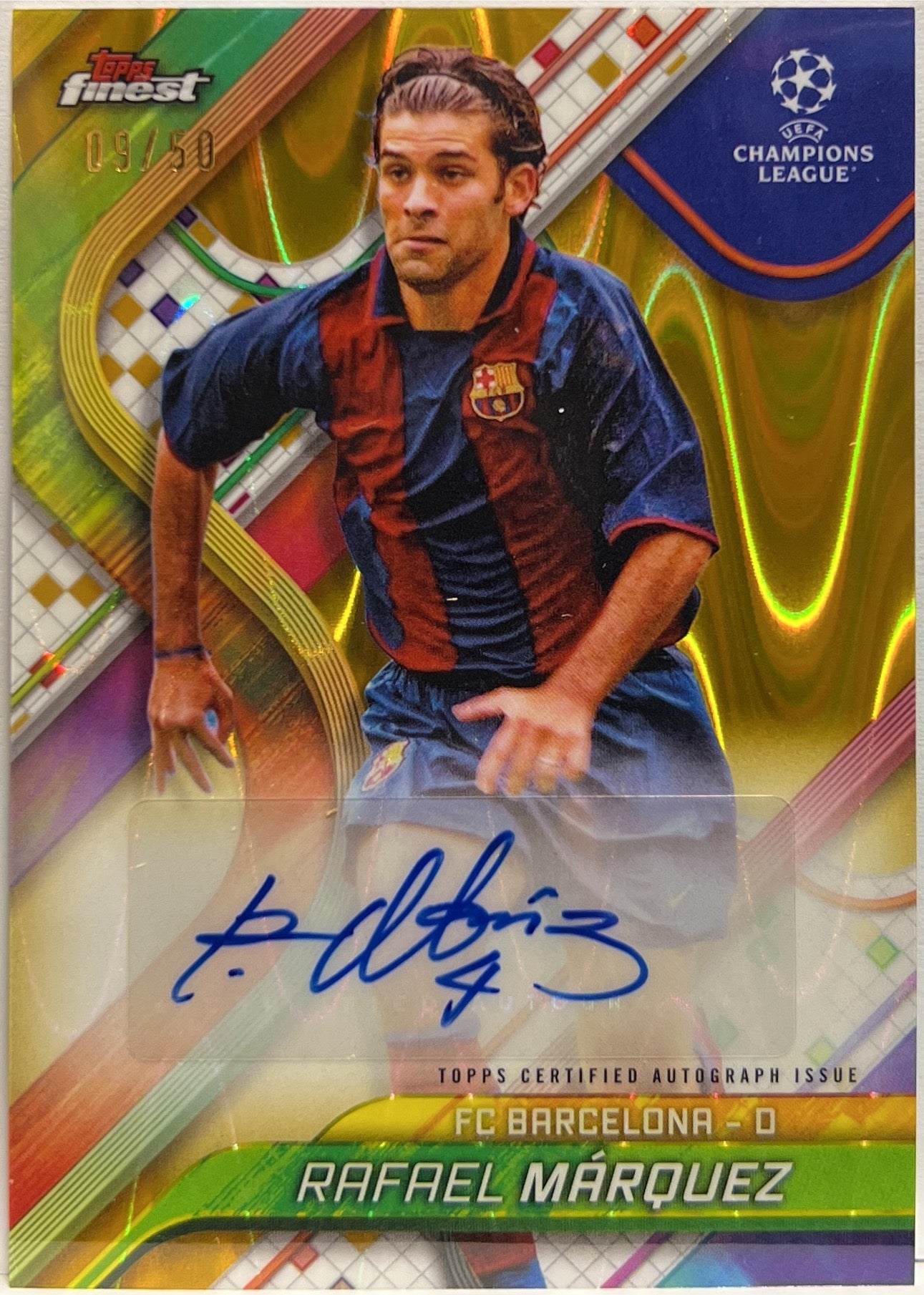 Rafael Marquez 9/50 Autograph Gold Wave Topps Finest UCC 2024/25