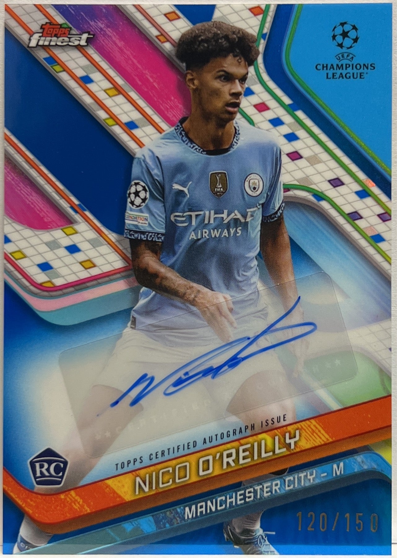 NIco O'Reilly 120/150 Rookie Autograph Blue Topps Finest UCC 2024/25