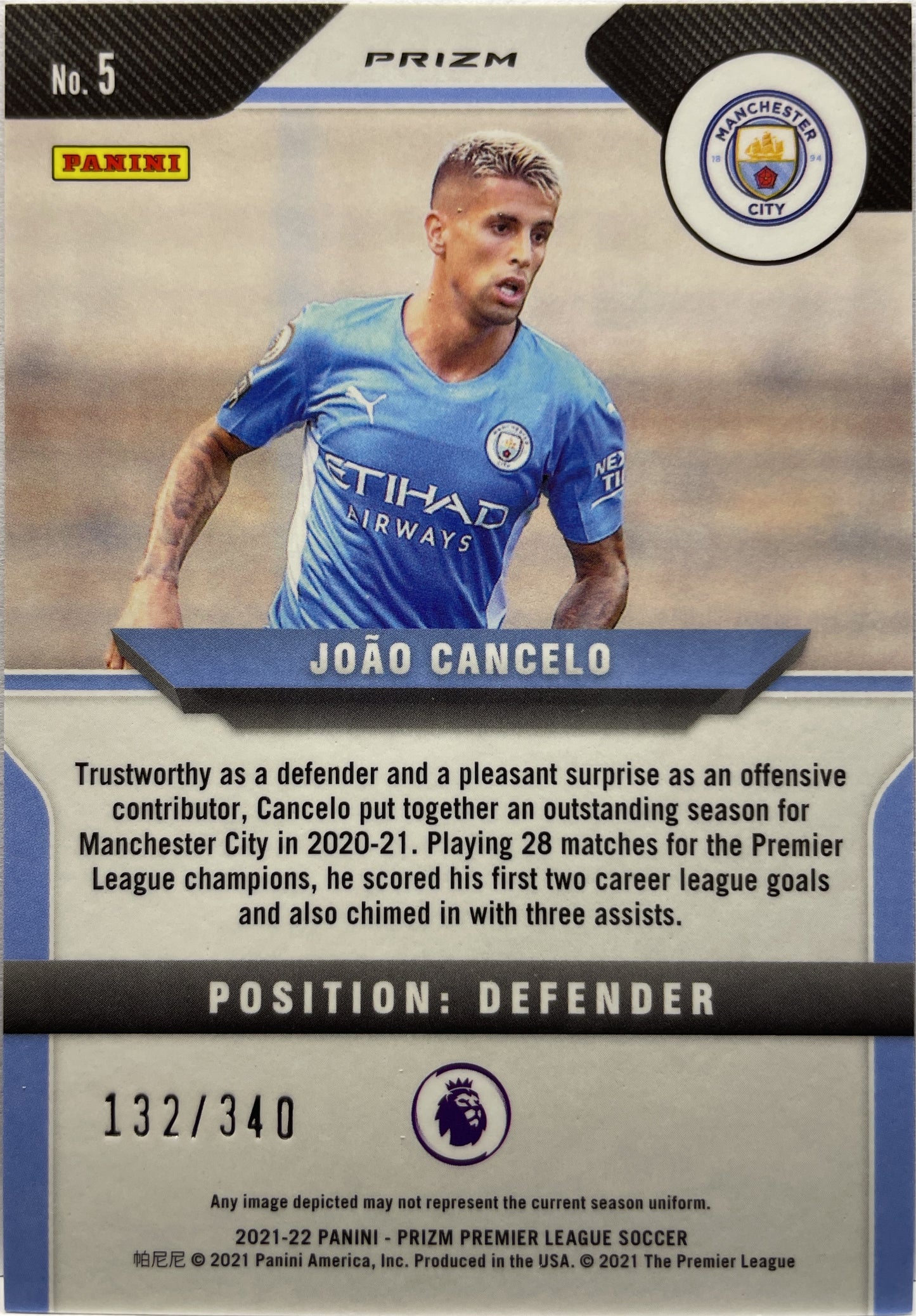 Joao Cancelo 132/340 Blue Prizm Premier League 2021/22