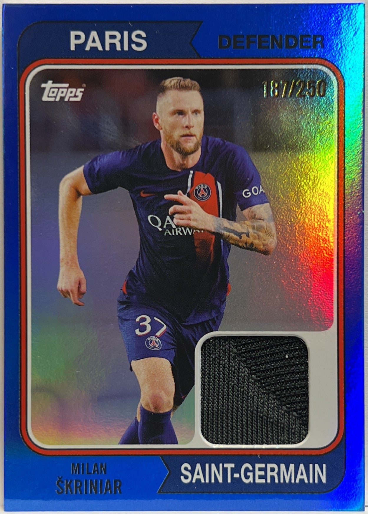 Milan Skriniar 187/250 Patch Blue Topps PSG Team Set 2023/24