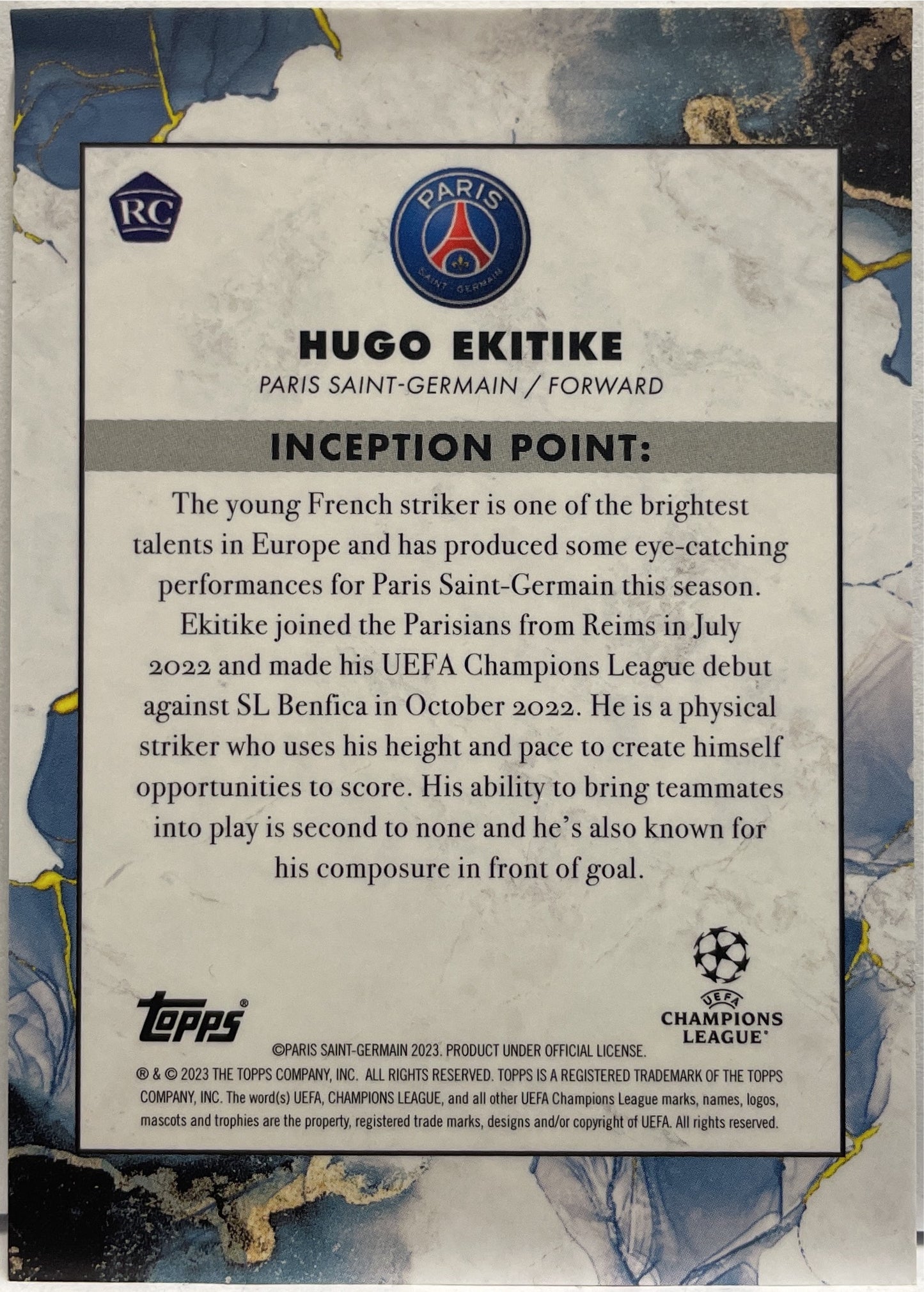 Hugo Ekitike 94/99 Rookie Emerging Stars Green Topps Inception 2022/23