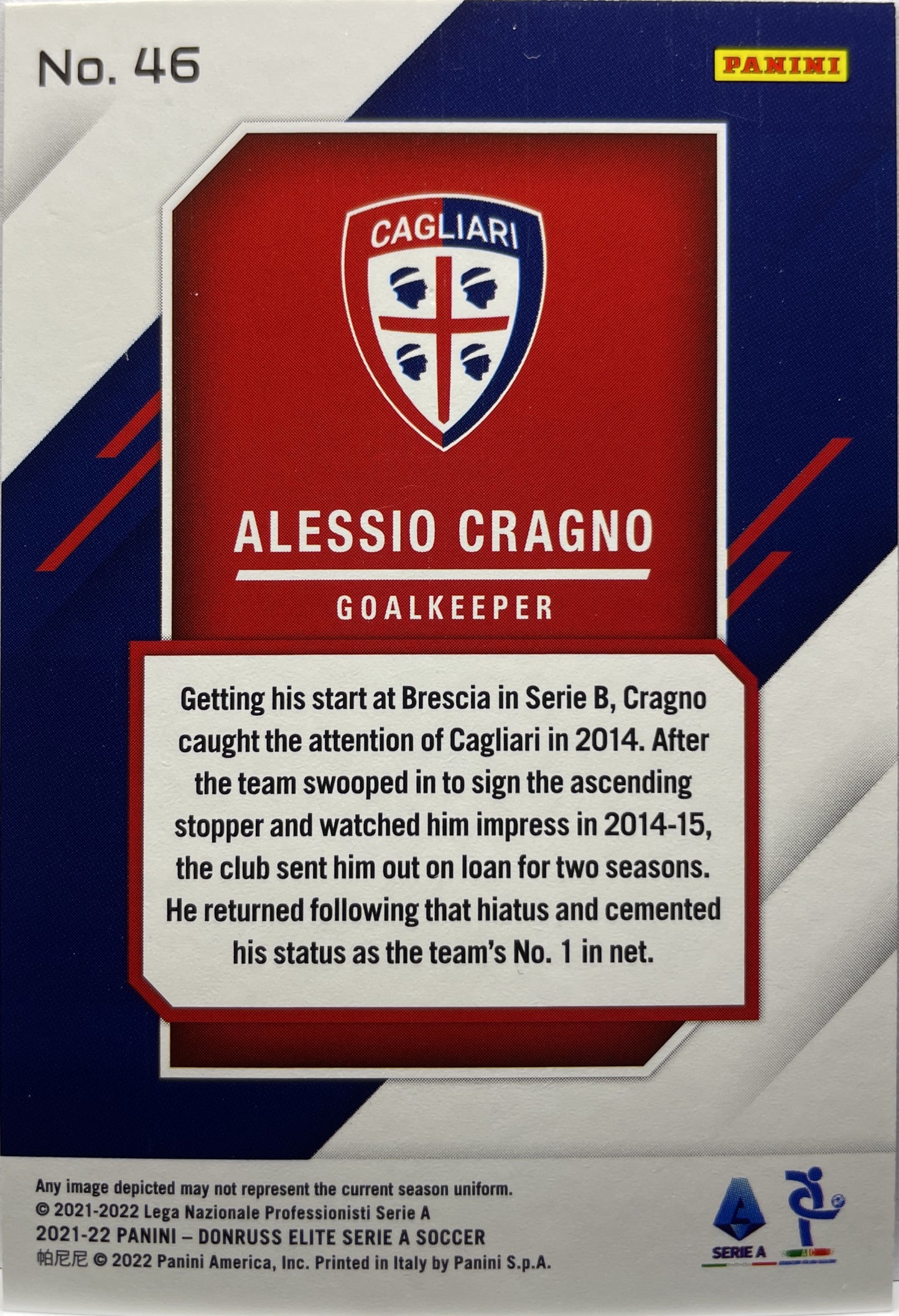 Alessio Cragno 6/71 Aspirations Donruss Elite Serie A 2021/22