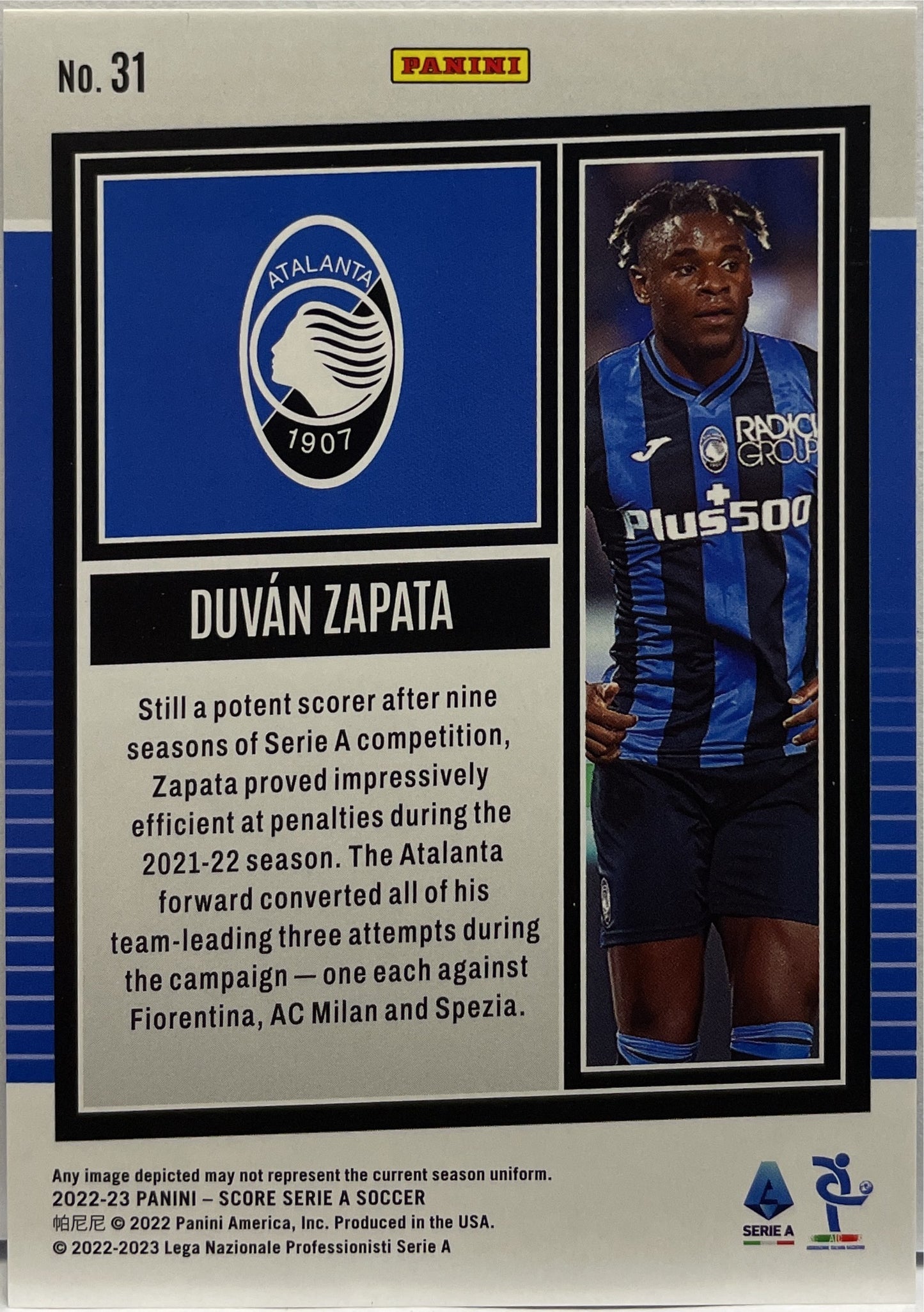 Duvan Zapata 3/5 Green Laser Score Serie A 2022/23