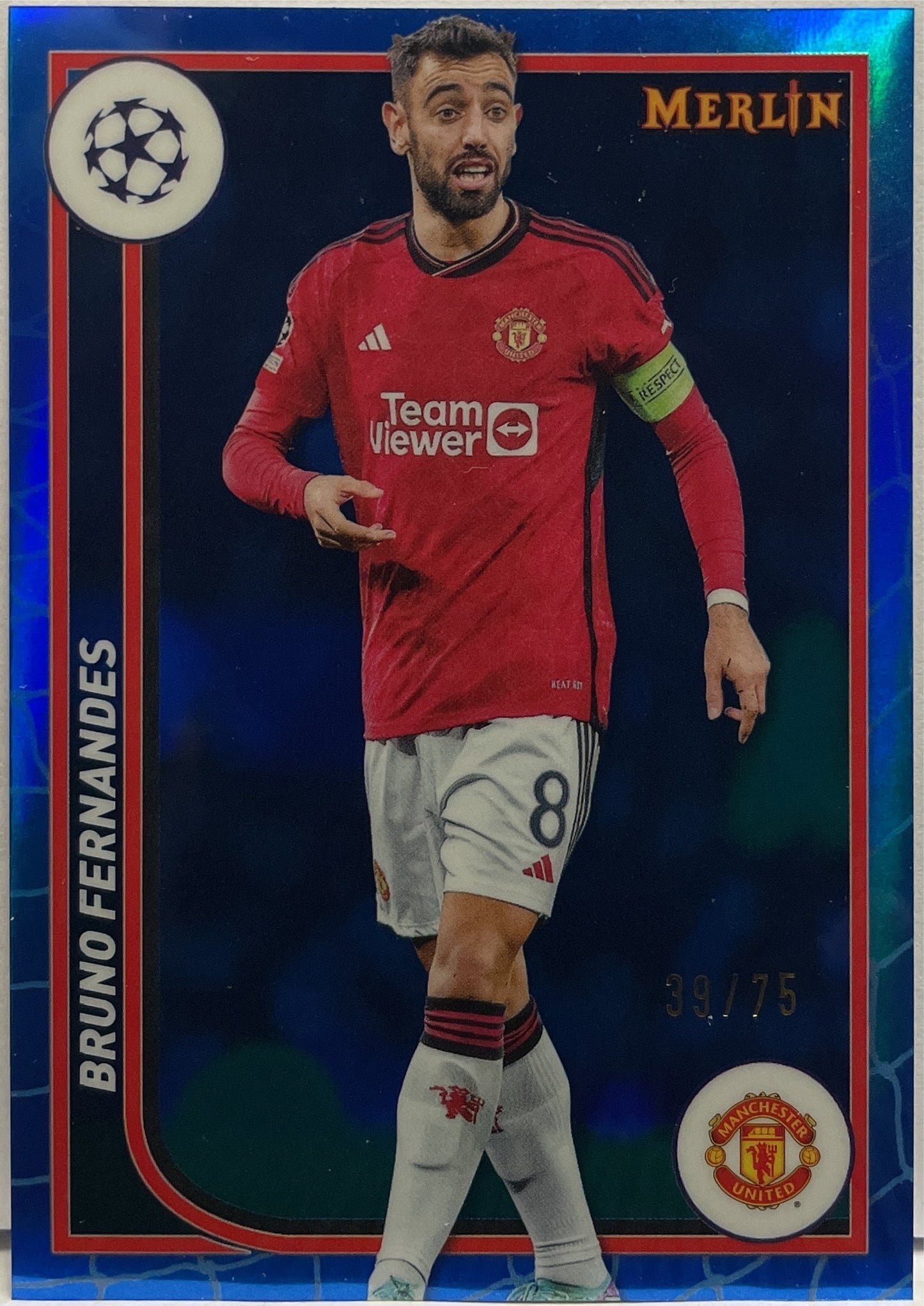 Bruno Fernandes 39/75 Blue Topps Chrome Merlin UCC 2023/24