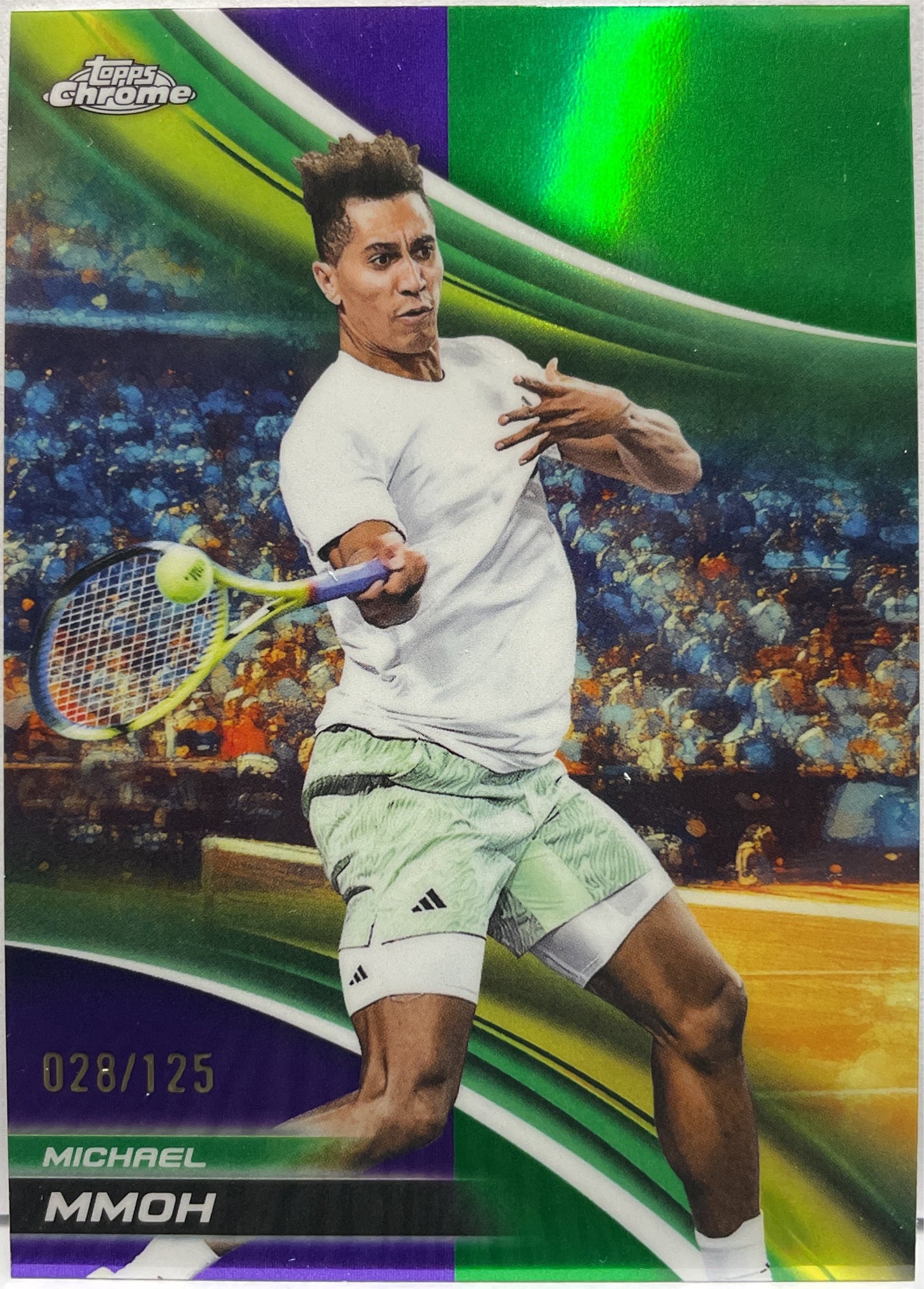 Michael Mmoh 28/125 Purple Green Topps Chrome Tennis 2025