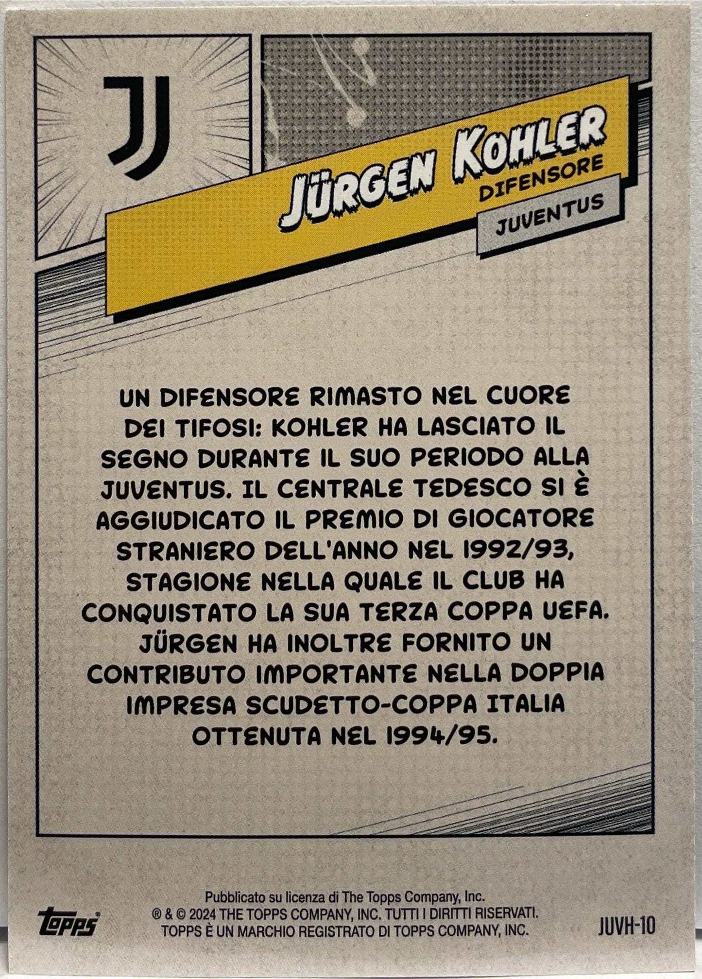 Jurgen Kohler 158/299 Purple Topps Juventus Fan set 2023/24