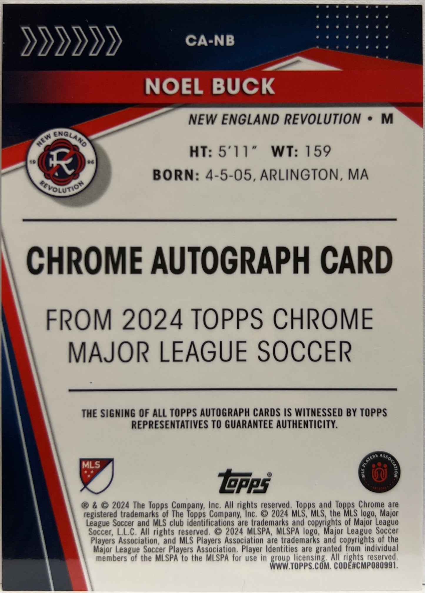 Noel Buck 16/99 Autograph Green Topps Chrome MLS 2023/24