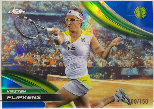 Kirsten Flipkens 100/150 1ST Blue Topps Chrome Tennis 2025