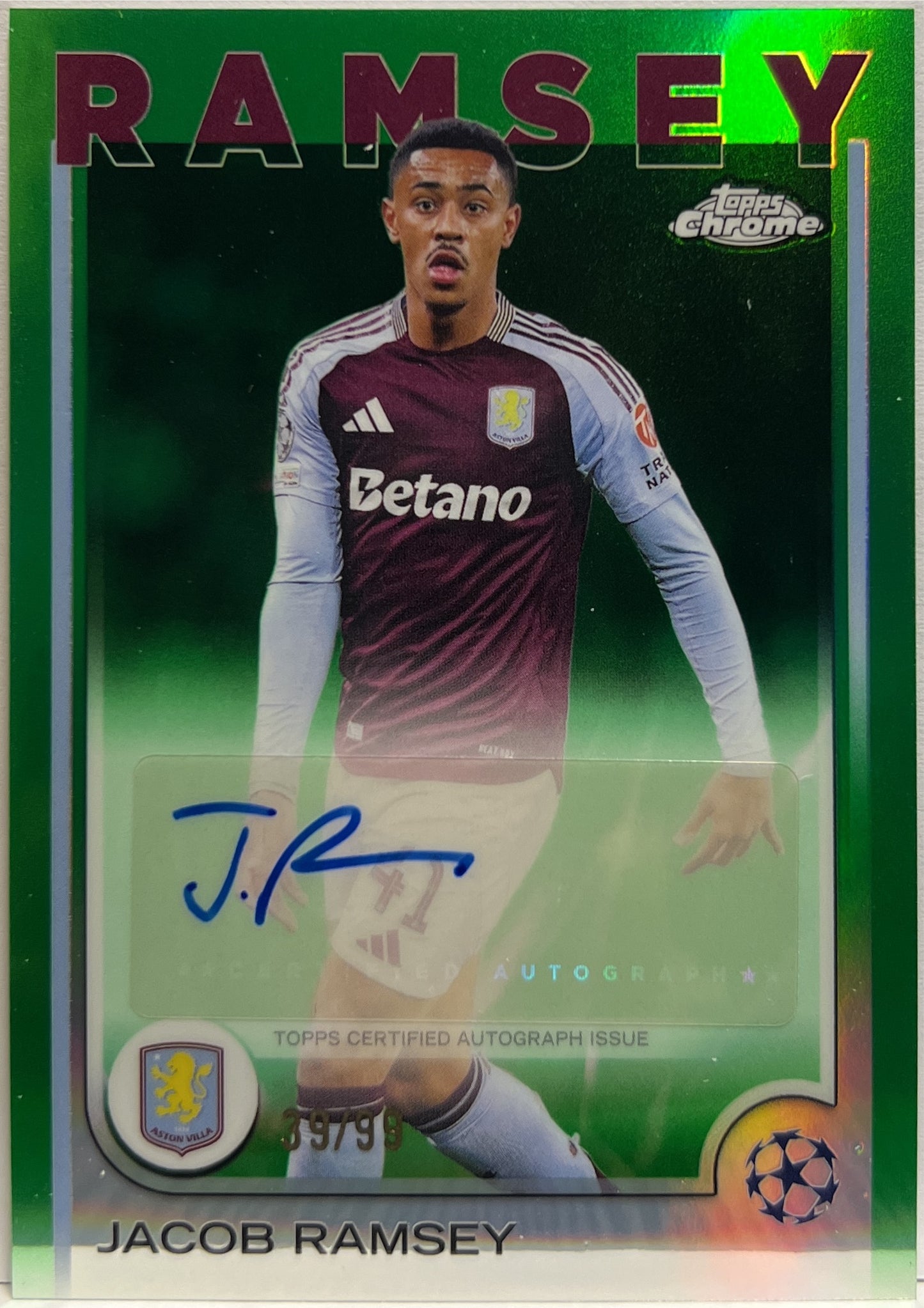 Jacob Ramsey 39/99 Autograph Green Topps Chrome UCC 2024/25