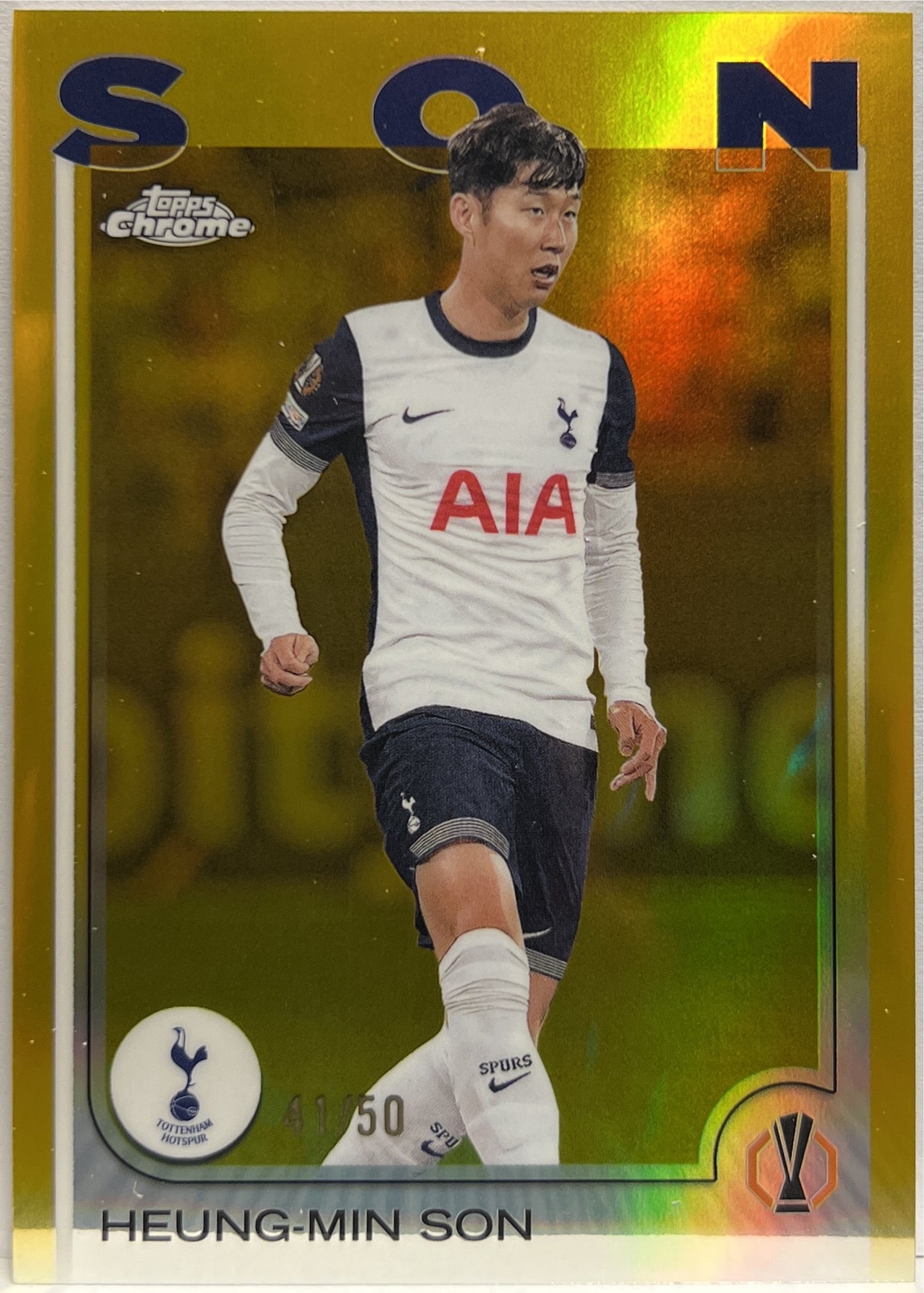 Heung Min Son 41/50 Gold Topps Chrome UCC 2024/25