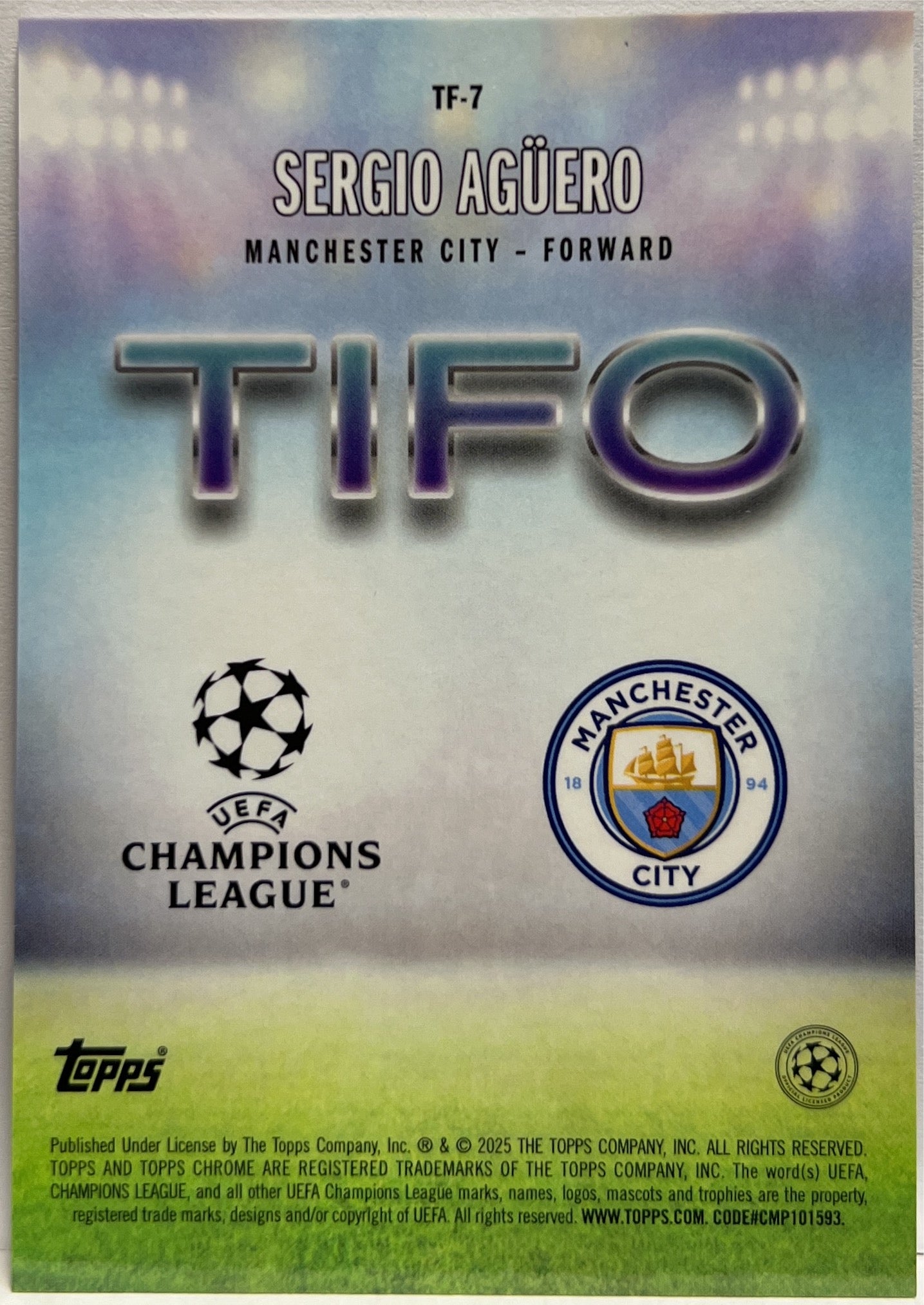 Sergio Aguero Tifo Topps Chrome UCC 2024/25