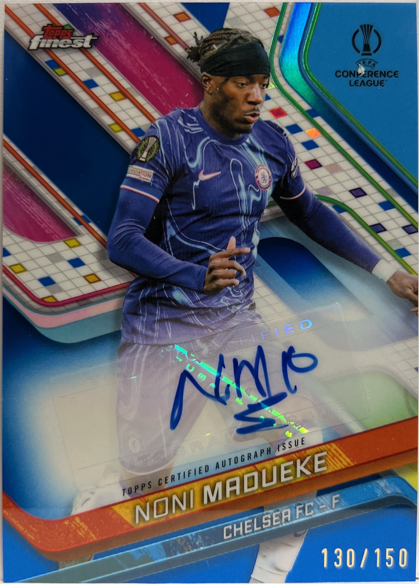 Noni Madueke 130/150 Autograph Blue Topps Finest UCC 2024/25