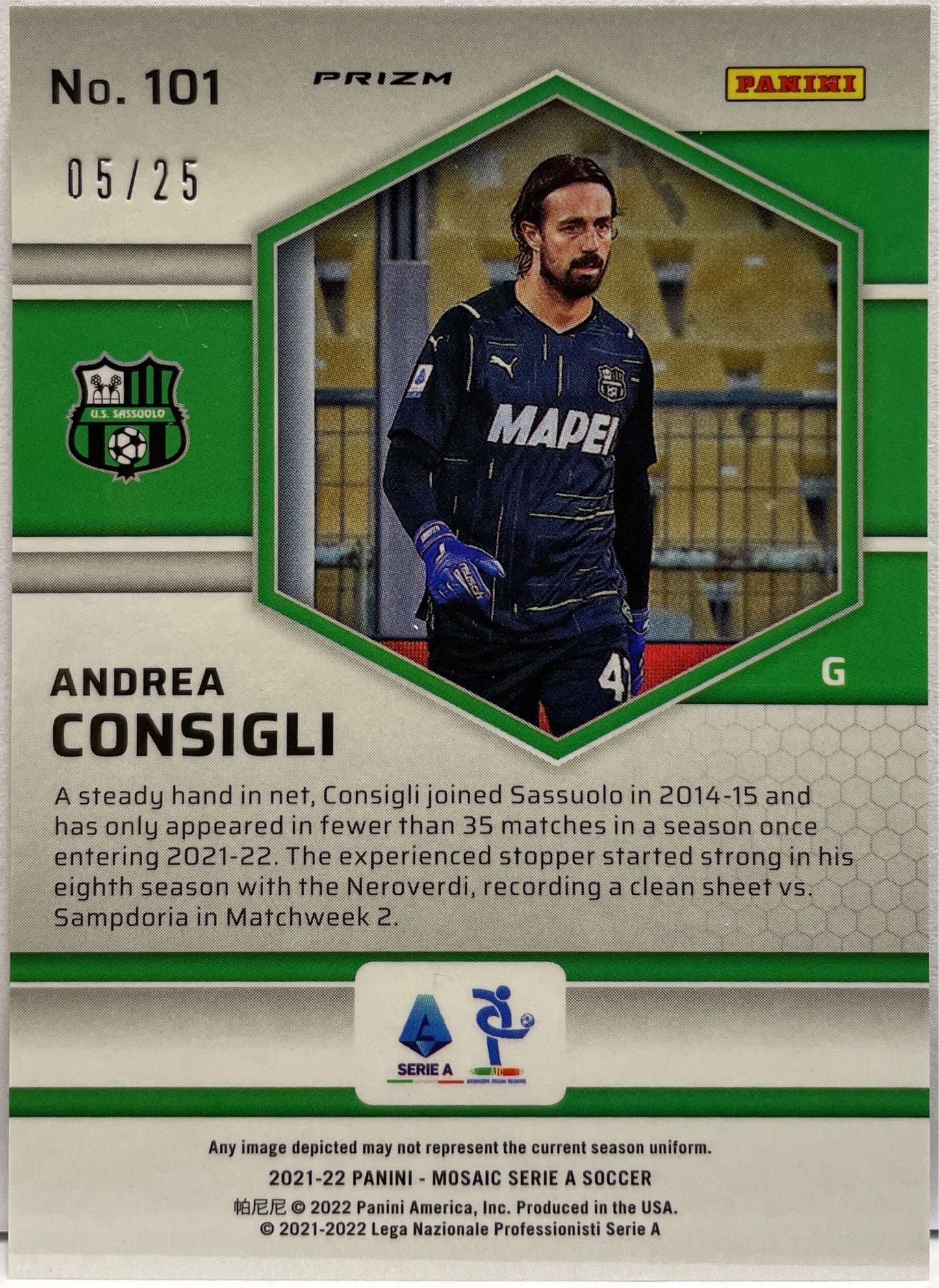 Andrea Consigli 5/25 Pink Mosaic Serie A 2021/22