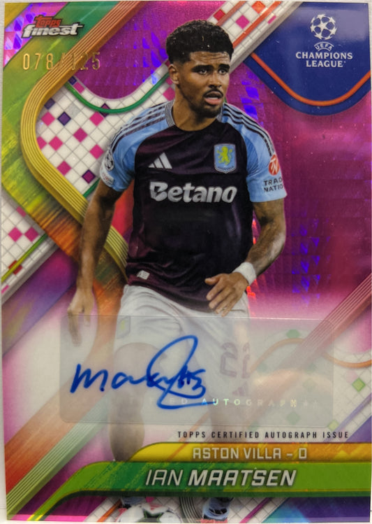 Ian Maatsen 78/125 Autograph Pink Prism Topps Finest UCC 2024/25