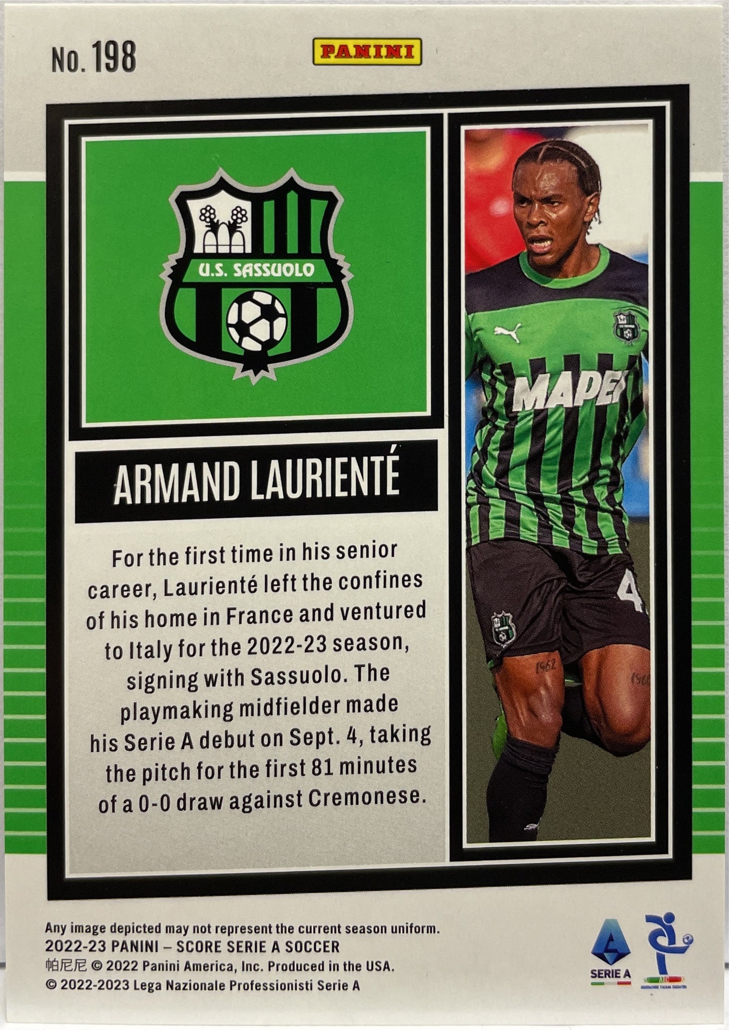 Armand Lauriente 46/60 Rookie Blue Laser Score Serie A 2022/23