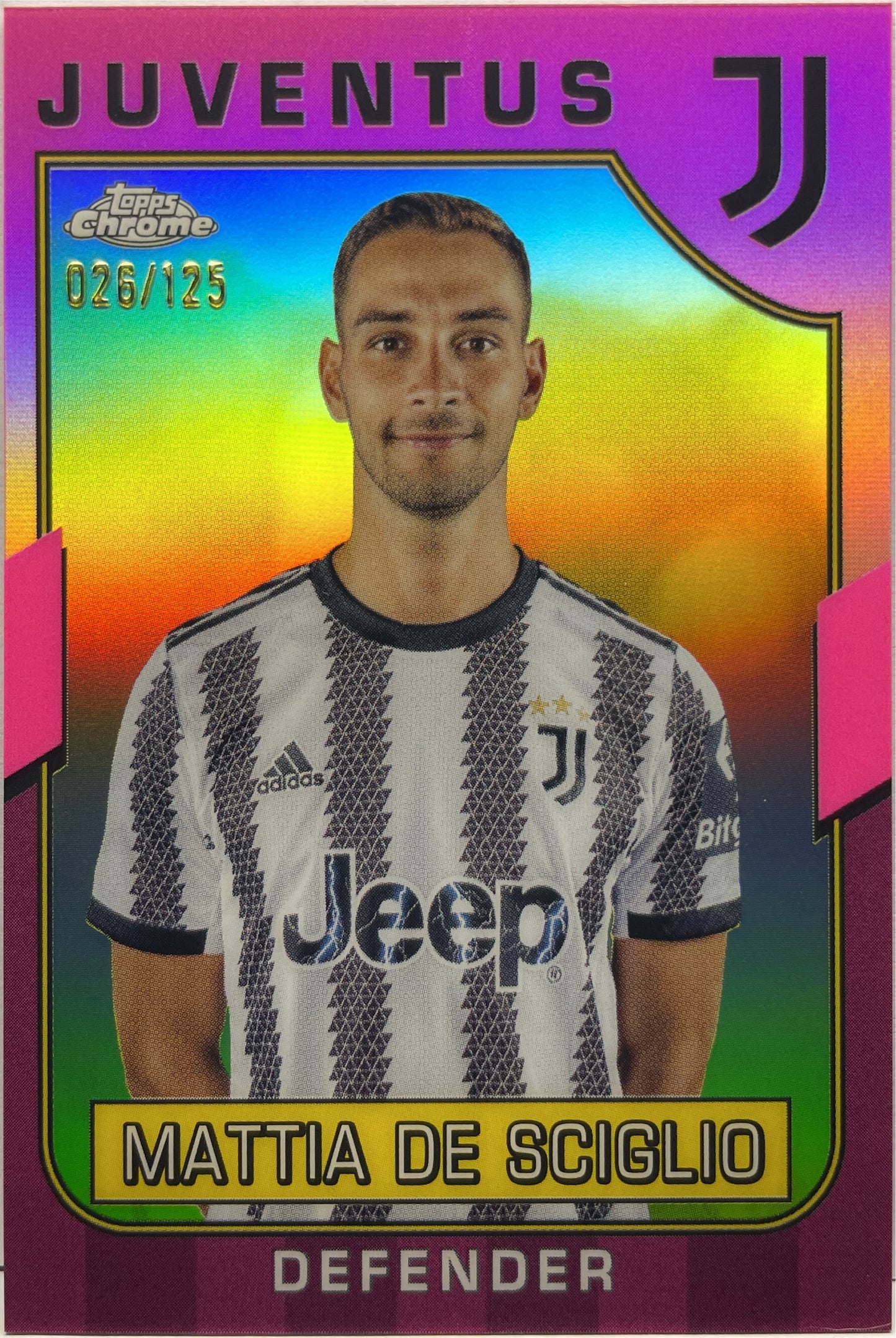 Mattia De Sciglio 26/125 Pink Topps Chrome Juventus 2022/23