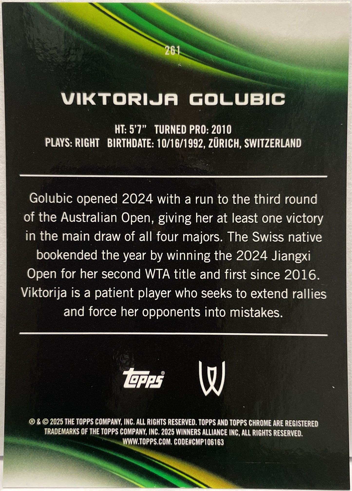 Viktorija Golubic 23/150 Blue Topps Chrome Tennis 2025
