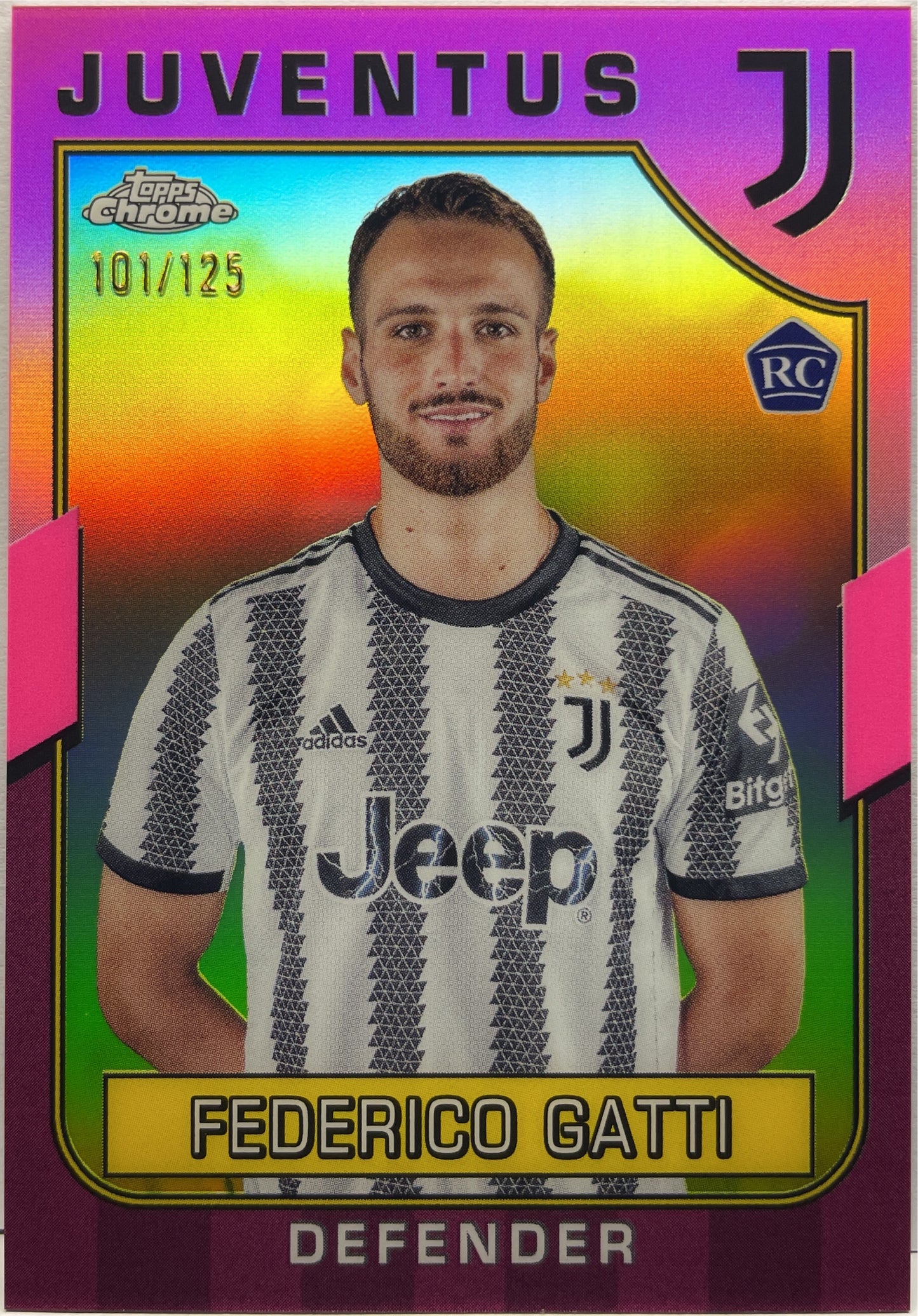 Federico Gatti 101/125 Rookie Pink Topps Chrome Juventus 2022/23