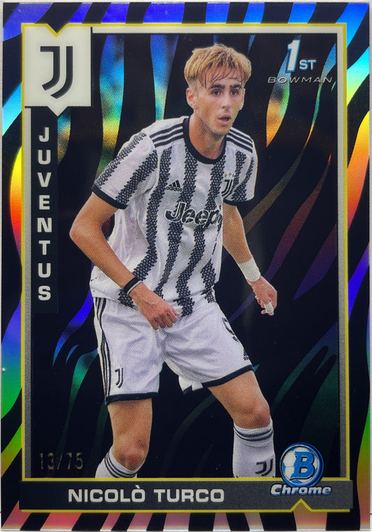 Nicolo Turco 13/75 1ST Bowman Zebra Topps Chrome Juventus 2022/23