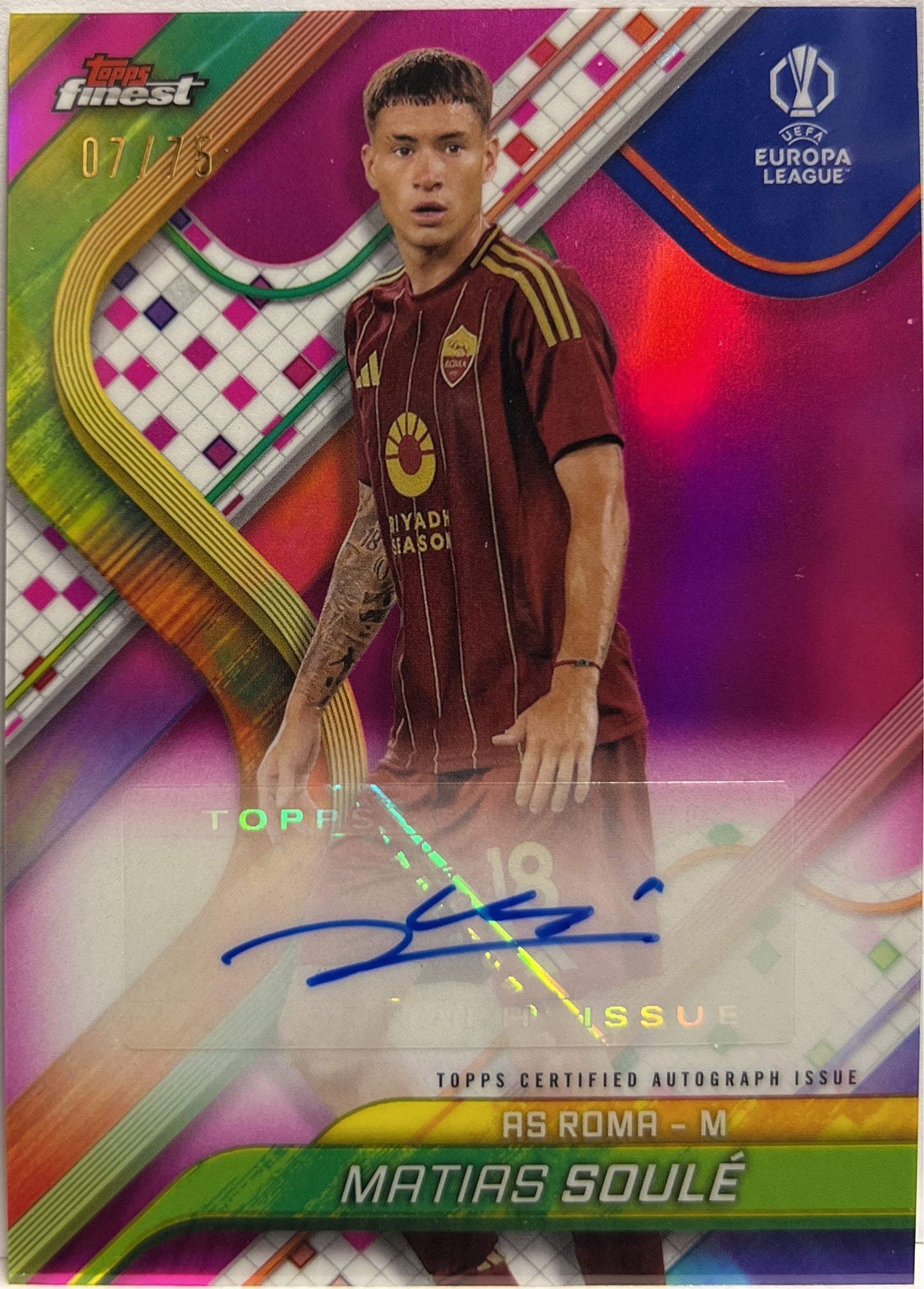Matias Soule 7/75 Autograph Magenta Topps Finest UCC 2024/25
