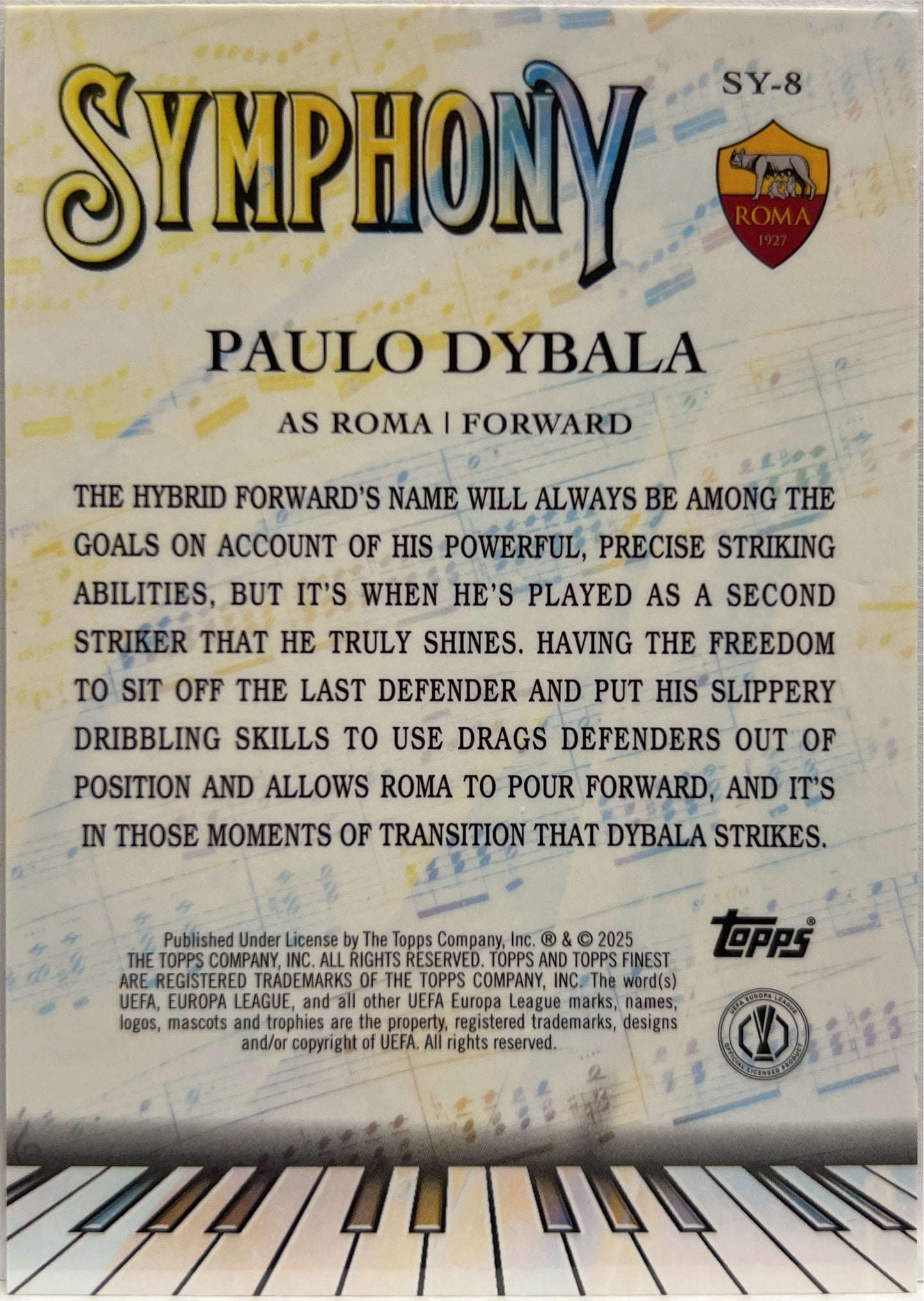 Paulo Dybala 161/299 Symphony Purple Topps Finest UCC 2024/25