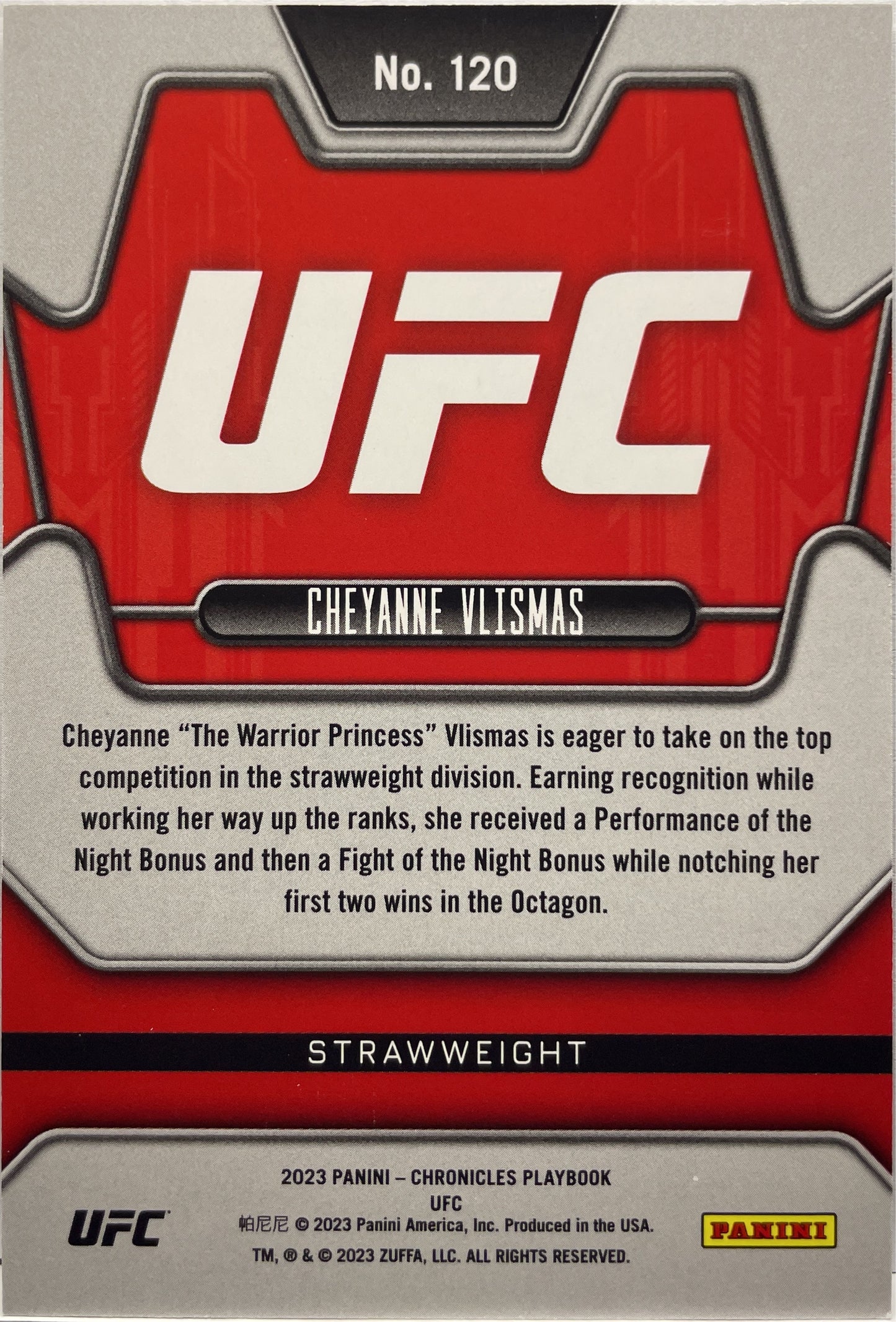 Cheyanne Vlismas 176/199 Rookie Playbook Red Chronicles UFC 2023