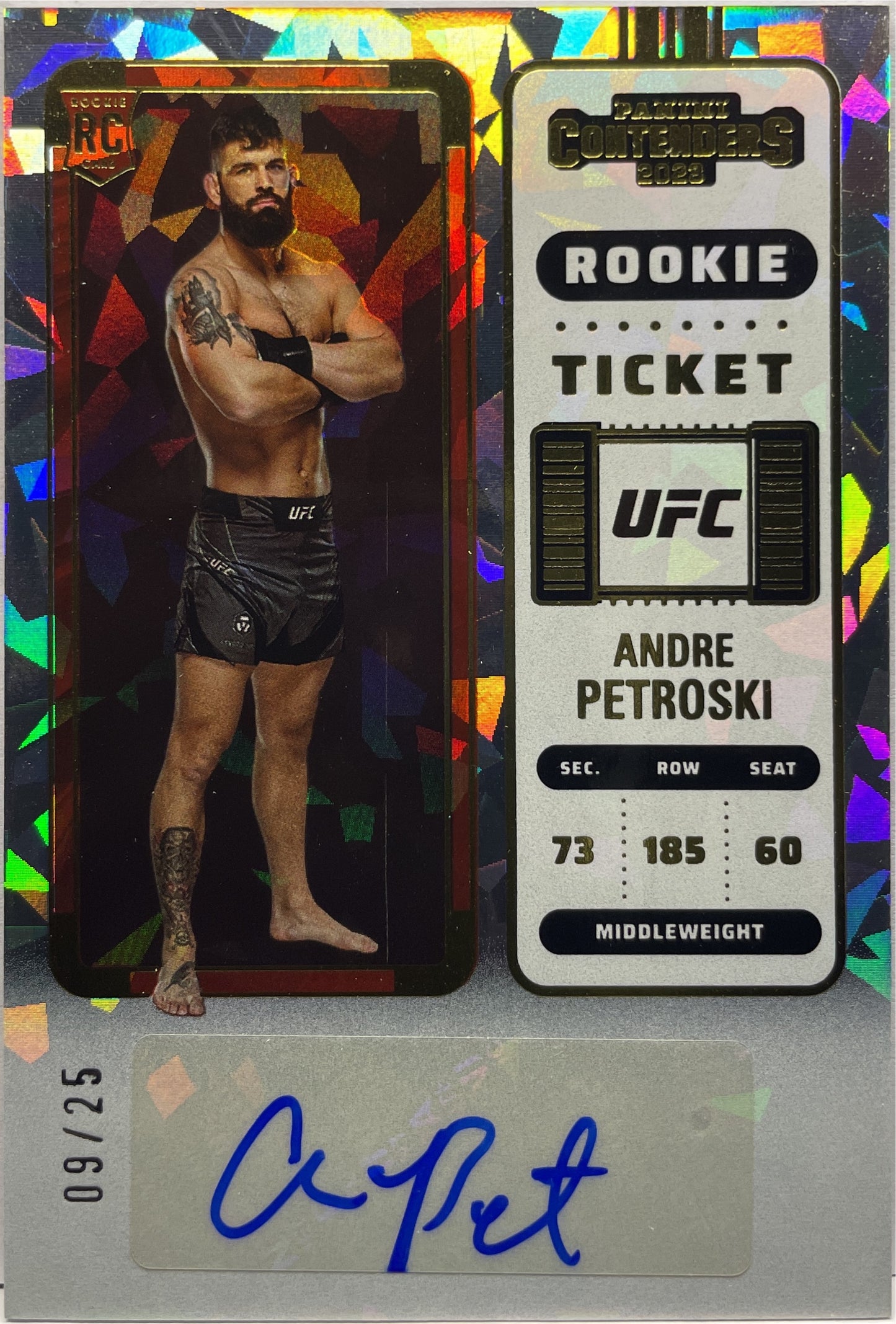 Andre Petroski 9/25 Autograph Rookie Ticket Cracked Ice Chronicles UFC 2023