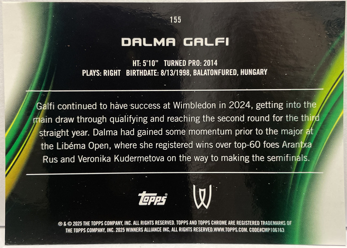 Dalma Galfi 8/150 Blue Topps Chrome Tennis 2025