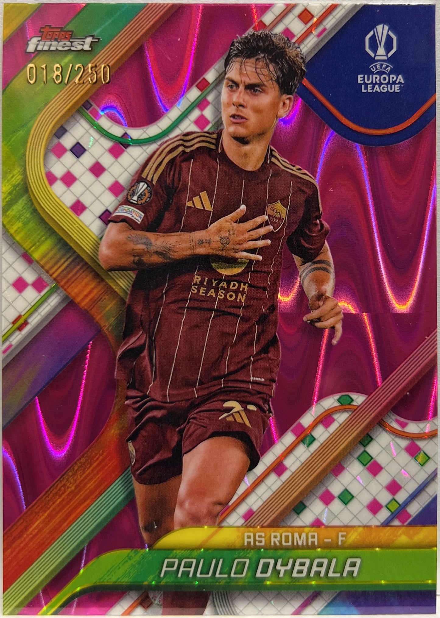 Paulo Dybala 18/250 Pink Raywave Topps Finest UCC 2024/25