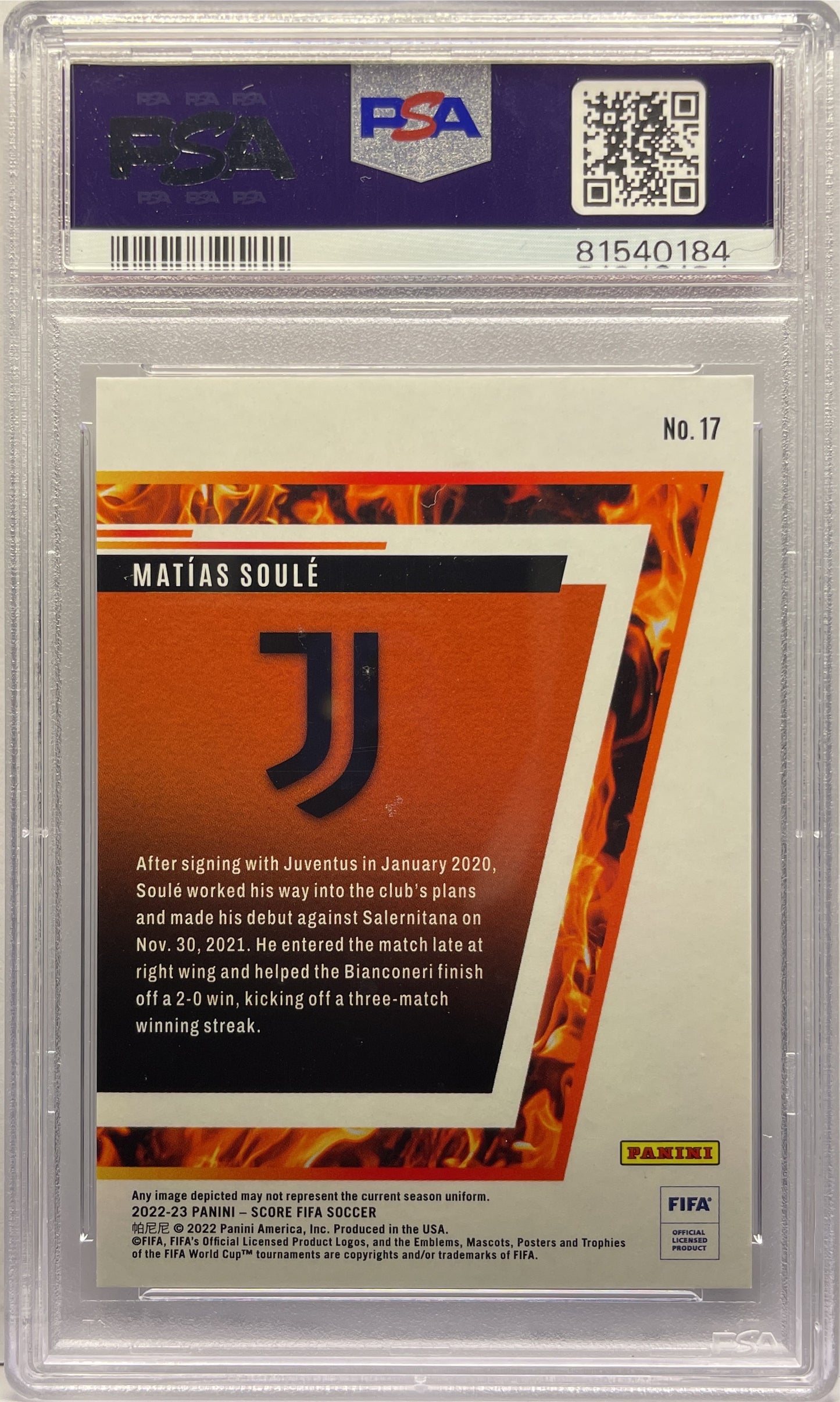 PSA AUTH - Matias Soule 1/1 Hot Rookies Black Laser - Score Serie A 2022/23