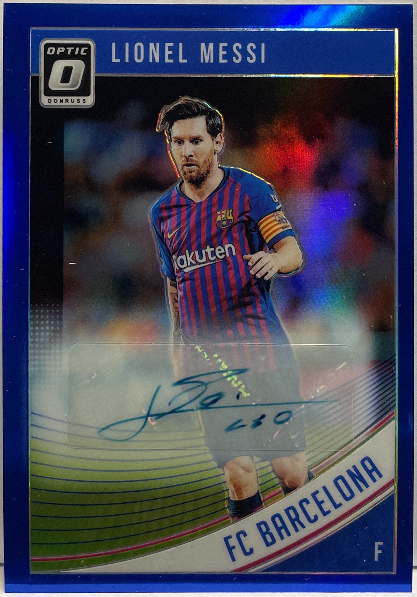 Lionel Messi 4/5 Autograph Optic Blue Panini Donruss Fifa 2018/19