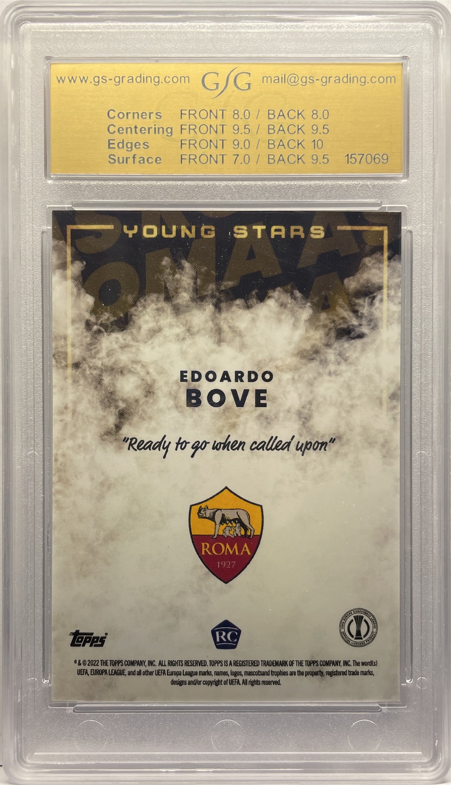 GSG 8 - Edoardo Bove 1/1 First Rookie- Topps Jose Mourinho Platinum Curated Set 2022