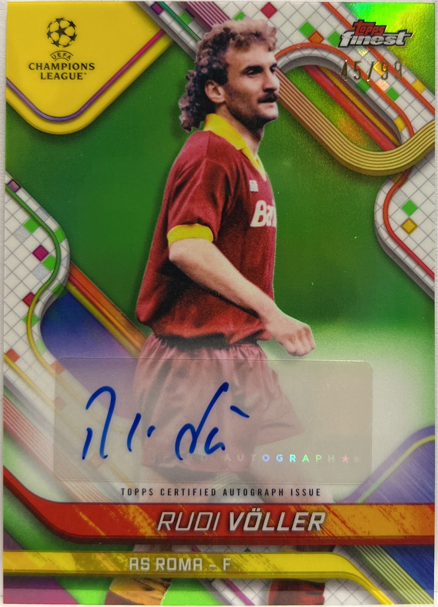 Rudi Voller 45/99 Autograph Neon Green Topps Finest UCC 2024/25